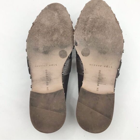 Mercer Edit CASE CLOSED Metallic Bronze Leather Metal Studded Casual Mules - Picture 11 of 14